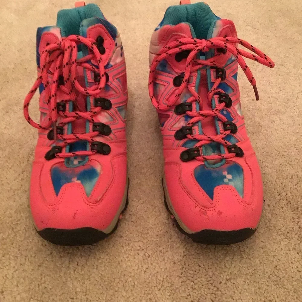 Mountain Warehouse Oscar Kids Waterproof Hiking Boots - Pink and Blue